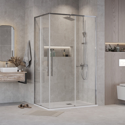 картинка Душевое ограждение Grossman Galaxy 1/2.K33.01.11.10.00-1/2.K33.01.70.10.00 (110х70х195) раздвижная,хром,стекло прозрачное,2 места от магазина Сантехстрой