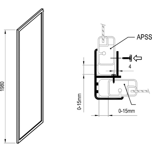 картинка Душевая стенка Ravak Supernova APSS-80 94040UR2Z1 профиль Сатин стекло Transparent от магазина Сантехстрой