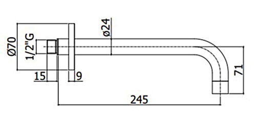 картинка Излив из стены Paffoni LIGHT d.24, длина 245 мм., черный хром (ZBOC141CR) от магазина Сантехстрой
