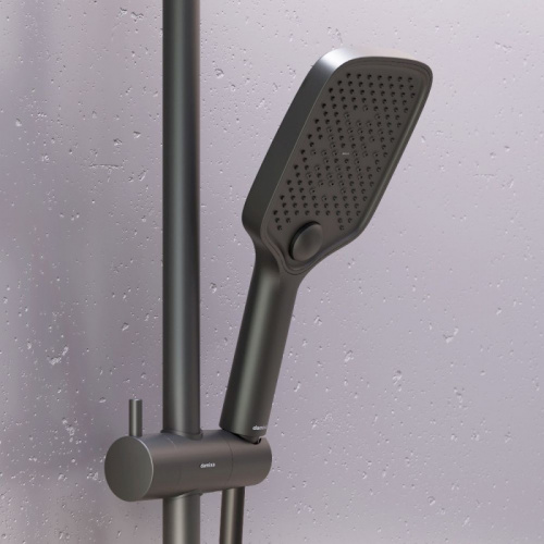 картинка 953000300 Gala душ.система: верх.душ 300*210 мм, ручн.душ 3 ф-ции 110*260 мм, штанга 1050-1450, черн от магазина Сантехстрой