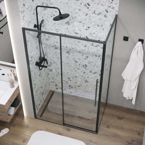 картинка Душ.ограждение 120.K33.01.1280.21.00 Galaxy (120*80*195) черный матовый, стекло прозрачное, 2 места от магазина Сантехстрой