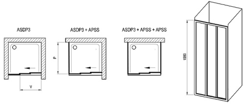 картинка Душевая дверь Ravak Supernova ASDP3-120 00VG03R2ZG профиль Черный матовый стекло Grape от магазина Сантехстрой