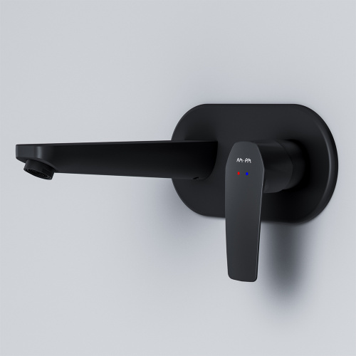 картинка F90A72222 Gem, смеситель д/умывальника, монтируемый в стену, чёрный, шт. от магазина Сантехстрой