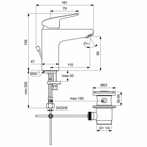 картинка Смеситель для раковины Ideal Standard b1712aa Хром от магазина Сантехстрой