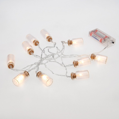 картинка Гирлянда светодиодная Баночки 1,5 м,  10 LED,  прозрачный ПВХ,  цвет свечения теплый белый,  2 х АА (батарейки не в комплекте) NEON-NIGHT от магазина Сантехстрой