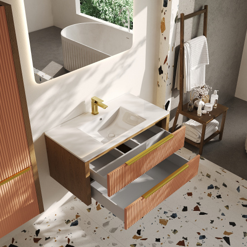 картинка Тумба под раковину/столешницу Валенсия 100, Бежево-розовый от магазина Сантехстрой