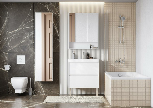 картинка Зеркальный шкаф Aquaton Сканди 70 1A252202SD010 Белый от магазина Сантехстрой