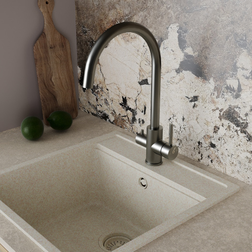 картинка Кухонный смеситель с подключением к фильтру Oliveeka OL-458022-BGM, матовый оружейный металл от магазина Сантехстрой