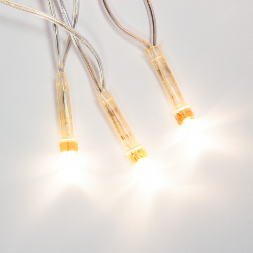 картинка Гирлянда светодиодная универсальная 100 LED ТЕПЛЫЙ БЕЛЫЙ 10 метров,  прозрачный ПВХ,  с контроллером от магазина Сантехстрой