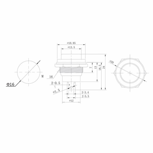 картинка Выключатель-кнопка металл 250V 2А (2с) OFF-(ON) Ø16.2 белая (RWD-306) REXANT от магазина Сантехстрой