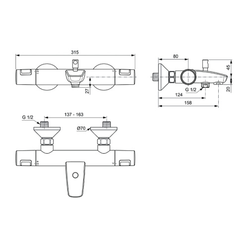 картинка Комплект смесителей Ideal Standard Ceratherm T25 BC984AA Хром от магазина Сантехстрой