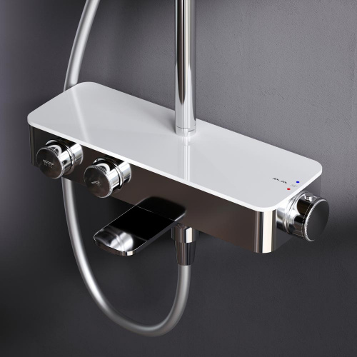 картинка F0750A500 Inspire V2.0, душевая система, набор: см-ль д/ванны/душа с термостатом, верхний душ d 250 от магазина Сантехстрой