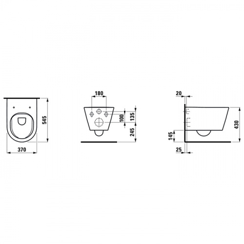 картинка LAUFEN KARTELL Унитаз подвесной 545х370х430 мм., безободковый смыв Rimless, c покрытием LCC, цвет белый от магазина Сантехстрой