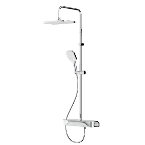 картинка F078F200 Func, душ. система: см-ль-полка д/душа с ТМС: душ.штанга, верхн. душ квадр., ручн.душ, хром от магазина Сантехстрой