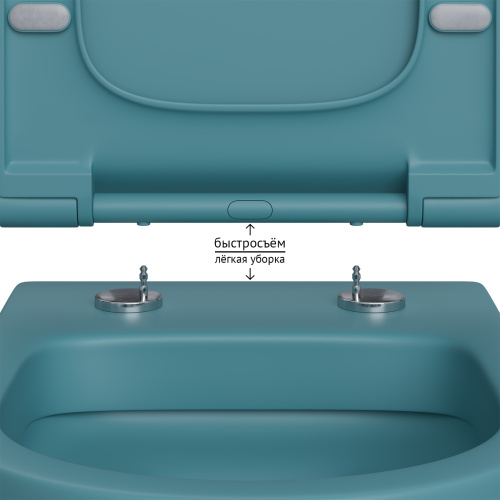 картинка Унитаз BERGES подвесной EGO XL матовый темно-синий Rimless 54 см, сиденье дюропласт EGO XL Slim SO матовый темно-синий, микролифт, быстросъём от магазина Сантехстрой