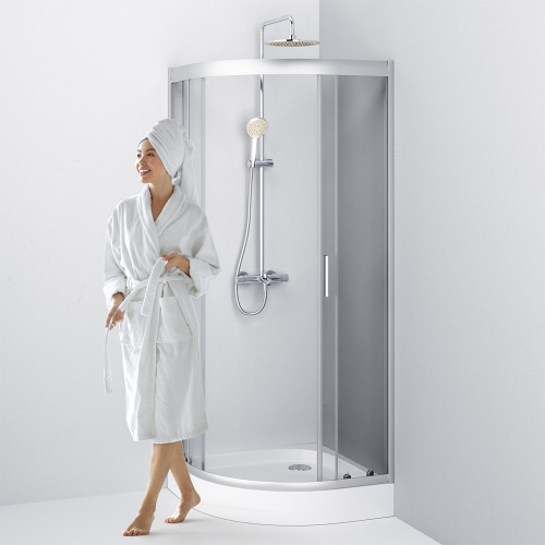 картинка W90G-401-080WT Gem душевое ограждение 80х80, стекло прозрачное, профиль матовое серебро, без поддона от магазина Сантехстрой