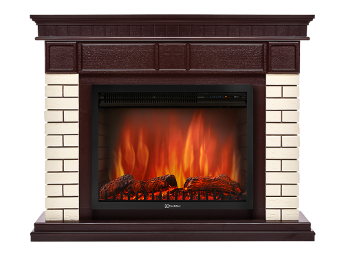 картинка Портал Firelight Bricks 25 камень бежевый, шпон темный дуб от магазина Сантехстрой