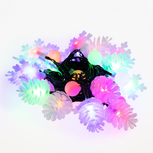 картинка Гирлянда светодиодная универсальная с насадками (шарики,  снежинки,  елочки) 30 LED МУЛЬТИКОЛОР,  4,4 метра с контроллером от магазина Сантехстрой