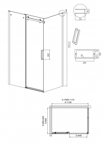 картинка Душ.ограждение 120.K33.04.1190.10.00 Classic (110*90*195) хром, стекло прозрачное, 2 места от магазина Сантехстрой