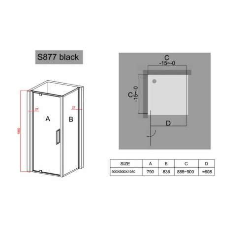 картинка Душевой уголок 90х90 см Black & White Stellar Wind 8779090 прозрачное от магазина Сантехстрой