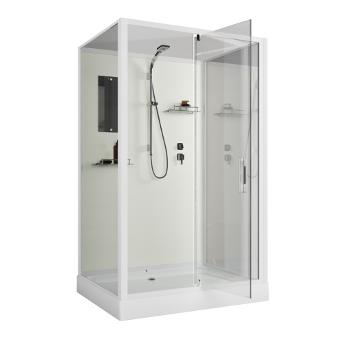картинка Душевая кабина Niagara Standart ST100/80/15Q/BK (100х80х200) прямоугольник,поддон 15см,распашная,проф.белый,без крыши,3 места от магазина Сантехстрой