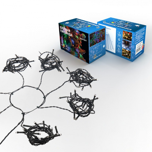 картинка Елочная гирлянда с кольцом,  7 нитей по 1,8 метра,  цвет диодов мультиколор,  не соединяется от магазина Сантехстрой