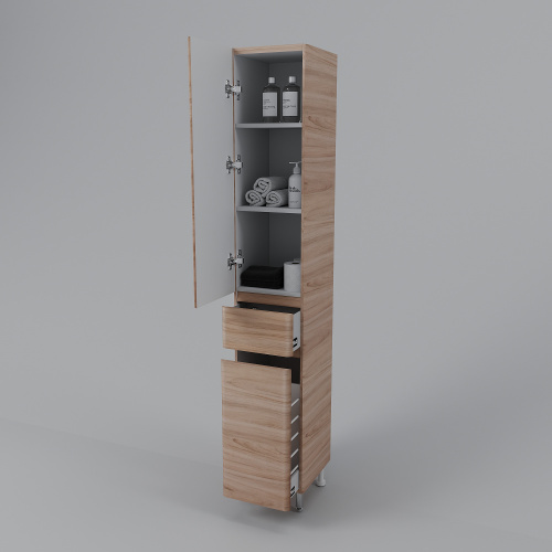 картинка Колонна универсальная "Атлантика 35 L" с корзиной, Люкс ясень перламутр, PLUS от магазина Сантехстрой