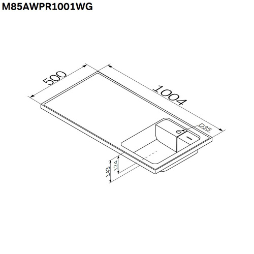 картинка M85AWPR1001WG X-Joy, Раковина над стиральной машиной, литьевой мрамор, правая, 100 см, белый глянец от магазина Сантехстрой