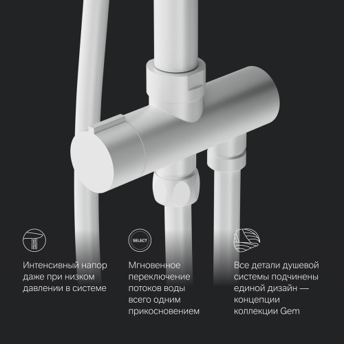 картинка F0790033 Gem,душ.система,набор:верхн.душ d220 мм, ручн.душ 1ф-ция d 110 мм, душ.штанга 1030-1460 мм, от магазина Сантехстрой
