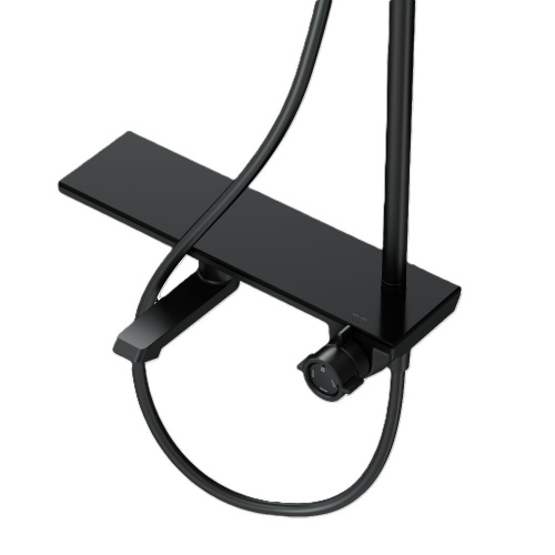 картинка F0790722 Gem, душ.система: см-ль-полка д/ванны/душа, душ.штанга, верхн. душ 220мм, ручн.душ, черн от магазина Сантехстрой