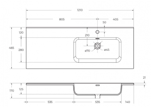 картинка Керамическая раковина, чаша справа BelBagno BB1200ETL-R от магазина Сантехстрой