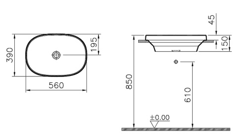 картинка Раковина Vitra Frame 56 5652B403-0016 Белая от магазина Сантехстрой