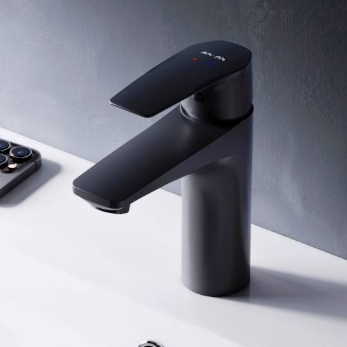 картинка F90A02122 Gem, смеситель для умывальника излива 99 мм, черный, шт. от магазина Сантехстрой