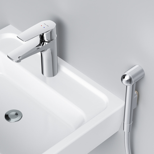 картинка F90A03000 Gem, смеситель для умывальника с гиг.душем, излив 99 мм, хром, шт от магазина Сантехстрой