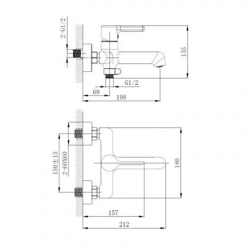 картинка Смеситель для ванны Haiba (HB60814-7) от магазина Сантехстрой