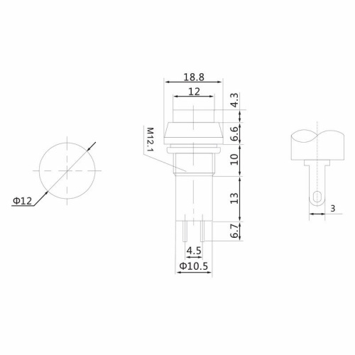 картинка Выключатель-кнопка 250V 1А (2с) ON-OFF красная (PBS-11А)REXANT от магазина Сантехстрой