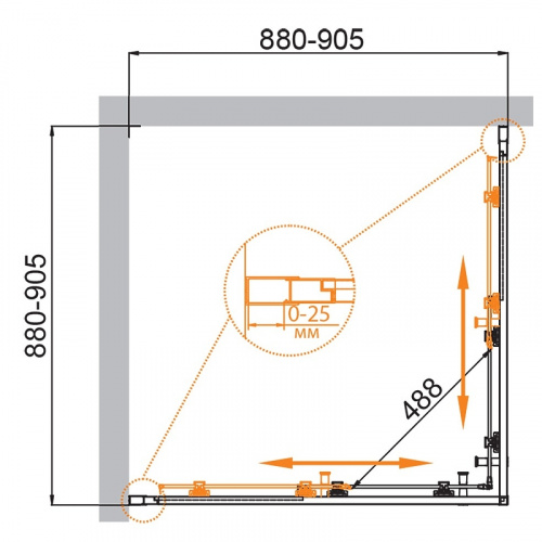 картинка Душевой уголок Cezares Molveno 90x90 MOLVENO-A-2-90-P-BORO профиль Брашированное золото стекло рифленое от магазина Сантехстрой
