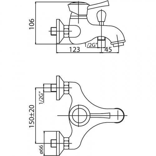 фото смеситель для ванны cezares giubileo-vm-02 бронза