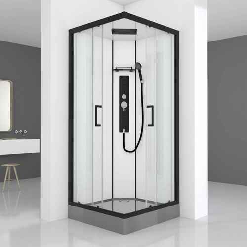 картинка Душевая кабина Black&White Galaxy 8002900 с гидромассажем профиль Черный задняя стенка Белая от магазина Сантехстрой