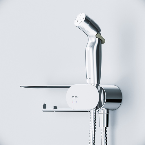 картинка F0202600 Like, гигиенический набор со смесителем для душа с полкой, хром, шт. от магазина Сантехстрой