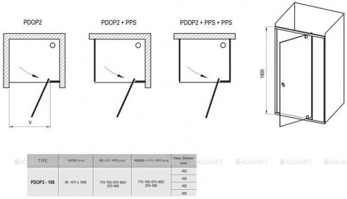 картинка Душевая дверь Ravak Pivot PDOP2-100 03GA0C00Z1 от магазина Сантехстрой