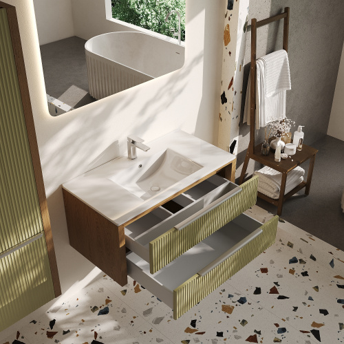 картинка Тумба под раковину/столешницу Валенсия 100, Зеленый тростник от магазина Сантехстрой