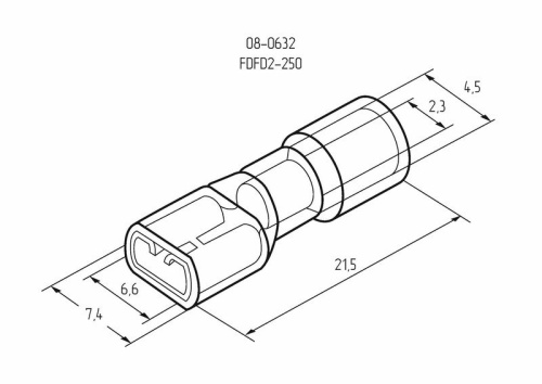 картинка Клемма плоская полностью изолированная РППи-м 2.5-(6.3)/РпИмп 2-250 гнездо 6.6 мм 1.5-2.5 мм² REXANT от магазина Сантехстрой