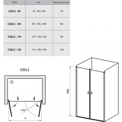 картинка Душевая дверь Ravak Chrome CSDL2-120 0QVGC10LZ1 профиль Белый стекло Transparent от магазина Сантехстрой