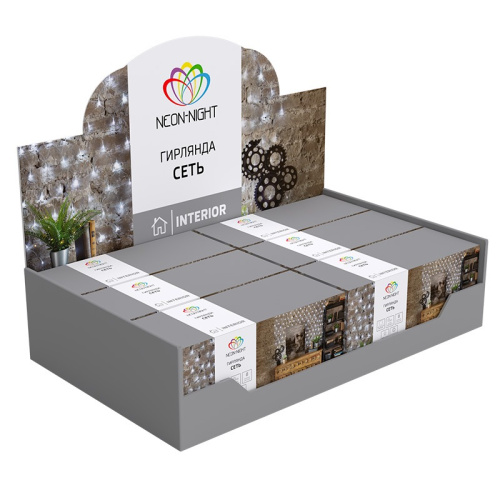 картинка Гирлянда Сеть 1,8х1,5м,  прозрачный ПВХ,  180 LED Белые от магазина Сантехстрой