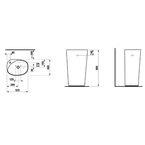 картинка Laufen Palomba Свободност раковина 525х400х900мм, сифон,  с 1 отв. под смеситель, цвет: белый от магазина Сантехстрой