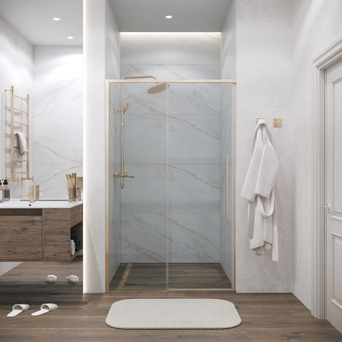 картинка Дверь в нишу 100.K33.01.120.32.00 Galaxy (120*195) золото сатин, стекло прозрачное, 1 место от магазина Сантехстрой