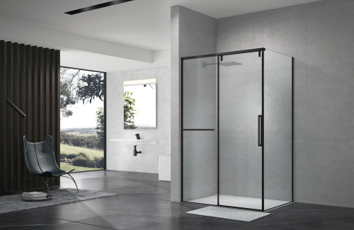 картинка Душевой уголок слайдер Terminus Альба 02 900х1200х2200 прямоугольник чёрный от магазина Сантехстрой