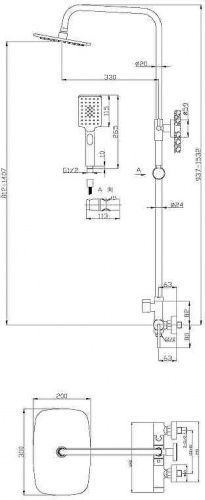 картинка Душевая система BelBagno Acqua-DOCM-NERO черный матовый от магазина Сантехстрой