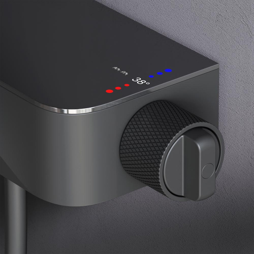 картинка F078F222 Func, душ. система: см-ль-полка д/душа с ТМС: душ.штанга, верхн. душ квадр., ручн.душ, черн от магазина Сантехстрой